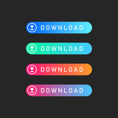 Modern Gradient Download Button Set for User Interface Design