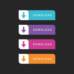 Rounded Download Button Set with Arrow Icons for Web Interface
