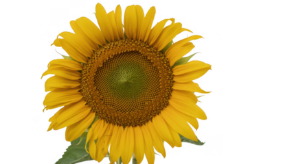 Close-up of a sunflower on black yellow petals isolated on a transparent background