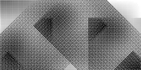 Hexagon halftone gradient texture. Abstract black and white spotted grunge background. Geometric retro tech wallpaper. Fading wavy hexagonal pattern backdrop. Vector vanishing honeycomb grunge overlay