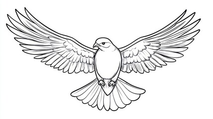Obraz premium Soaring dove illustration depicting freedom and peace symbolism in black and white