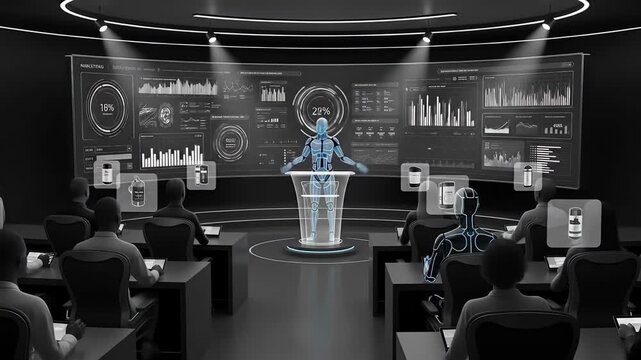 Dynamic Presentation by Digital Host, Virtual Training Room, Interactive Displays, Engaging Learning Environment