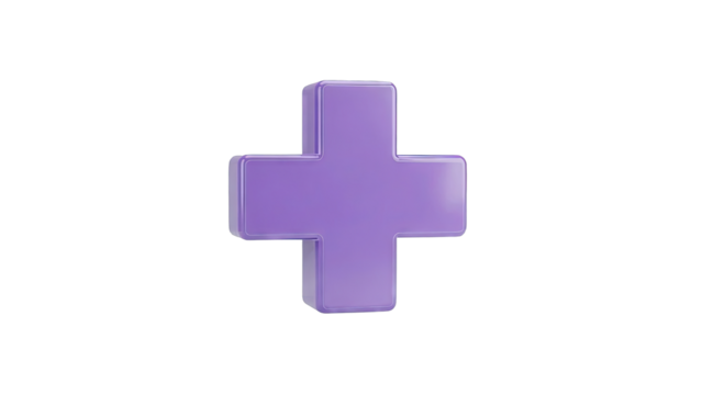 3D Purple Plus Symbol - Powered by Adobe