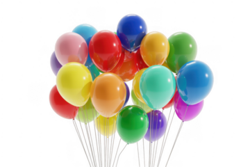Colorful balloons shiny reflective isolated on a transparent background