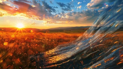 The delicate threads of a floating tapestry sway gently in the open fields reflecting the changing colors of the sky.