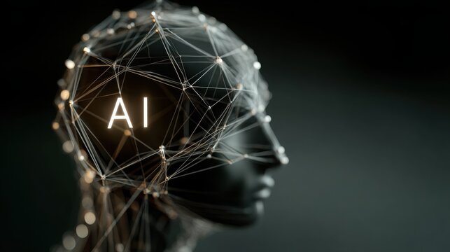 A person's head with a digital interface representing advanced technology and cognitive processing in the modern world - Powered by Adobe