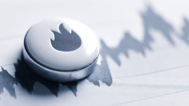 White button on paper representing ai token burn predictor for evaluating cryptocurrency market trends and metrics