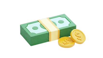 Stack of Cash and Coins