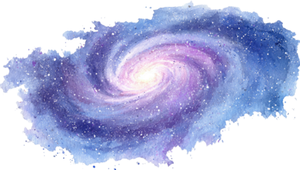 Swirling cosmic watercolor nebula on black