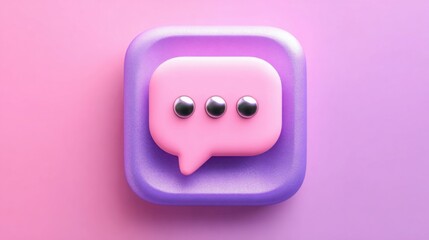 Pink and purple square icon featuring a smiley face representing joyful purchase options in digital communication