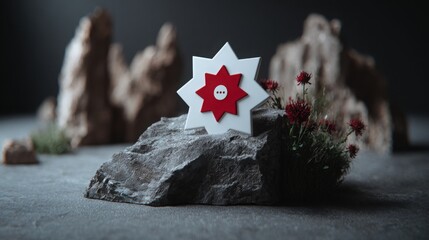 Distinctive star on a rock symbolizing achievement and recognition in chat review badges for engaging user experiences