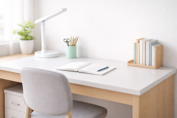 片付いた学習机のある静かな学習環境