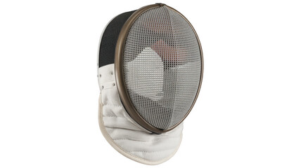Naklejka premium Fencing mask with white and black padding sports equipment isolated on a transparent background