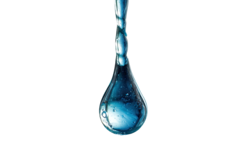 Close-up of water drop, detailed with blue hues