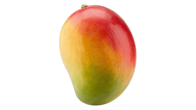 Fresh mango with red and green skin fruit isolated on a transparent background