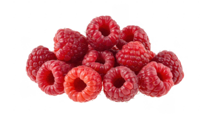 Fresh Raspberries Cluster juicy sweet isolated on a transparent background