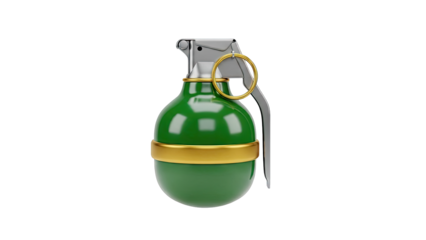 Green Hand Grenade with Gold Accents