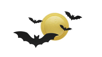 Halloween Bats Flying Around a Full Moon
