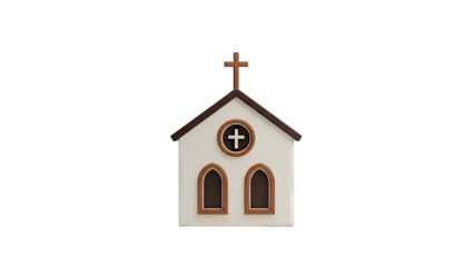Minimalist Church Icon with Cross and Arched Windows
