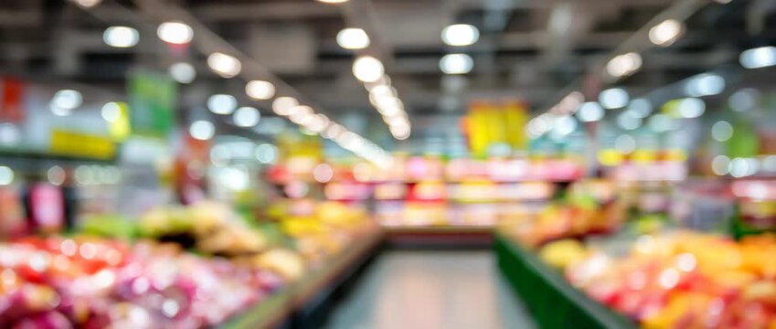 Abstract blurred supermarket aisle
