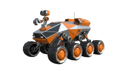 An orange futuristic vehicle with advanced technological design Low Poly 3D
