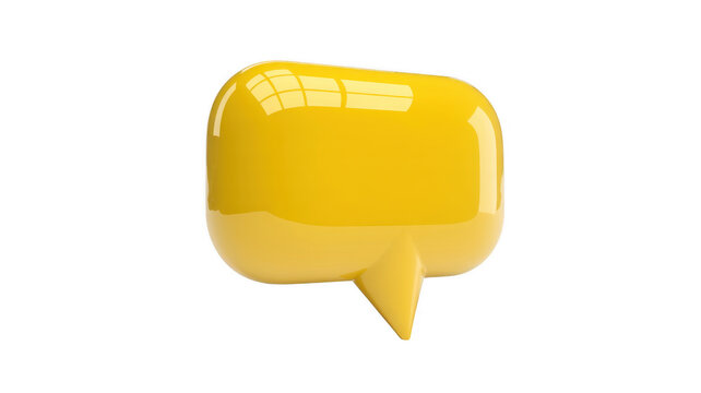 Glossy yellow speech bubble chat isolated on a transparent background