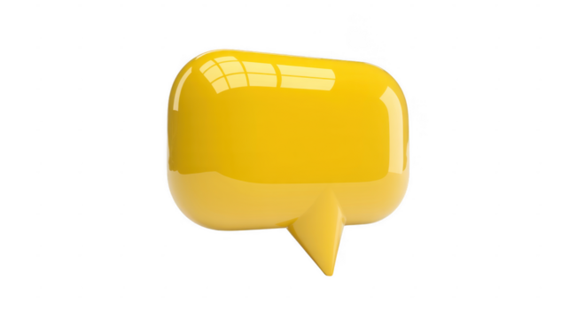 Glossy yellow speech bubble chat isolated on a transparent background - Powered by Adobe