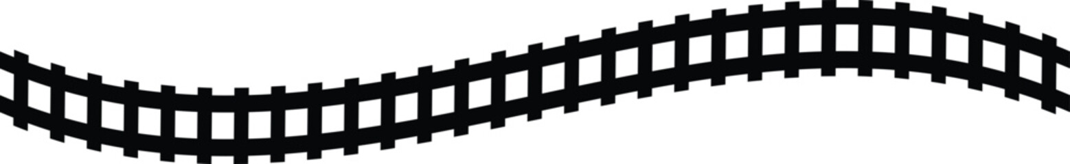 Railway train track vector route. Train track elements. Rail road map sign. Rail pattern round circular curve railroad path icon. flat style. © theerakit