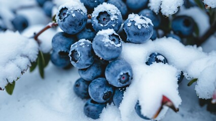 Snowy Blueberries Close-Up