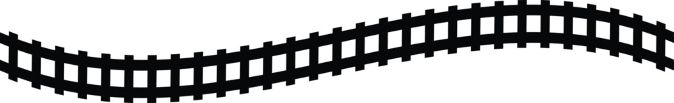 Railway train track vector route. Train track elements. Rail road map sign. Rail pattern round circular curve railroad path icon. flat style.