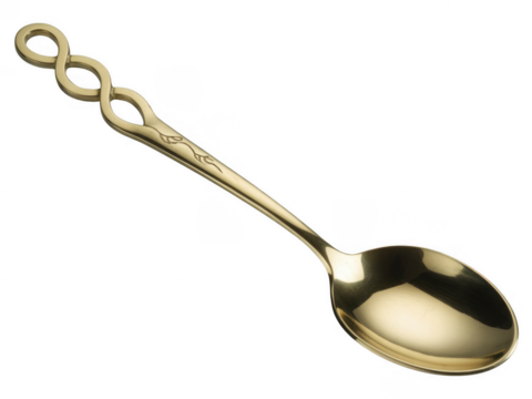 Gold spoon with infinity knot on handle decorative spoon isolated on a transparent background - Powered by Adobe