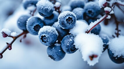 Blueberries Covered in Snow