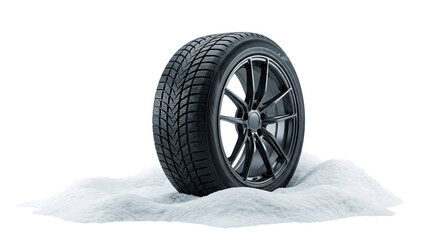 Plakat Tire on snow showcases its winter purpose, AI, PNG