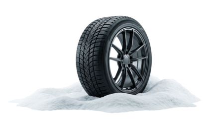 Tire on snow showcases its winter purpose, AI, PNG