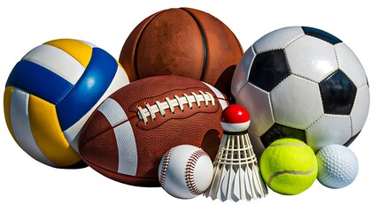 Fototapeta premium Collection of sports balls isolated on white background 