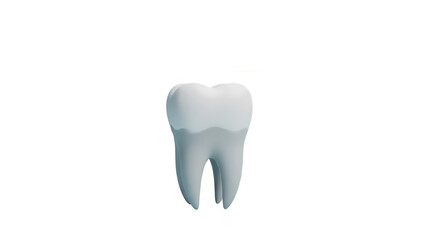 A close-up of a tooth with a blue tint on a white background promoting dental health awareness