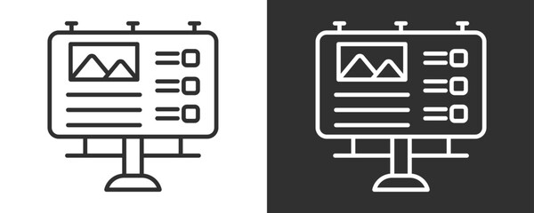 Billboard Icon Set Vector Collection Isolated In Black And White