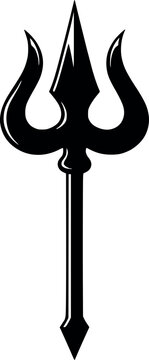 vector illustration black and white trishula trident symbol, sacred symbol of shiva, ideal for hinduism, spirituality and mythology concepts