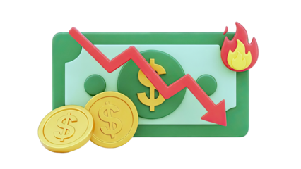 Financial Crisis: Downward Trend, Burning Money, and Coins