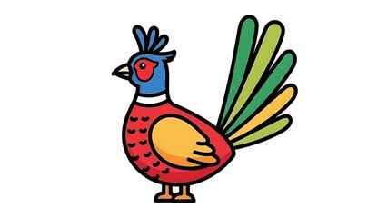 Obraz premium Colorful Cartoon Peacock Illustration Design Element.