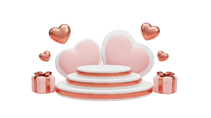 Valentine's Day Theme Display: Podiums, Hearts, and Gifts
