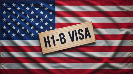 H1b visa immigration concept with united states flag
