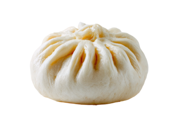 Steamed bun, textured, round, light yellow against black