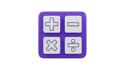 3D Calculator Icon with Basic Math Symbols