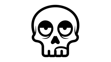 Simple Black and White Skull Illustration.