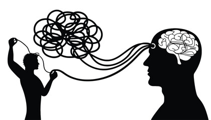 Person managing complex thoughts and mental clarity