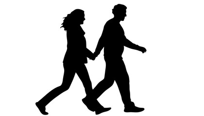 Couple walking hand in hand in love and harmony