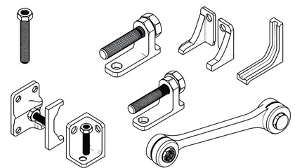 Obraz premium Industrial mechanical parts and hardware components