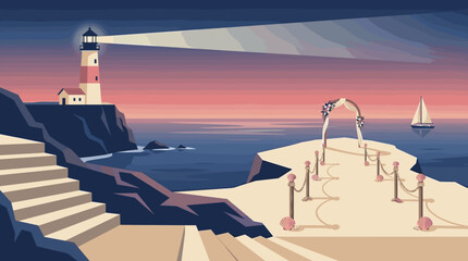 Dreamy Coastal Wedding: Lighthouse, Sunset, and Ocean Romance