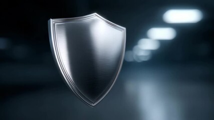 Metal shield silver shield steel shield security symbol protection concept safety icon defense emblem shiny metal futuristic design 3d rendering metallic surface brushed metal armor object knight - Powered by Adobe